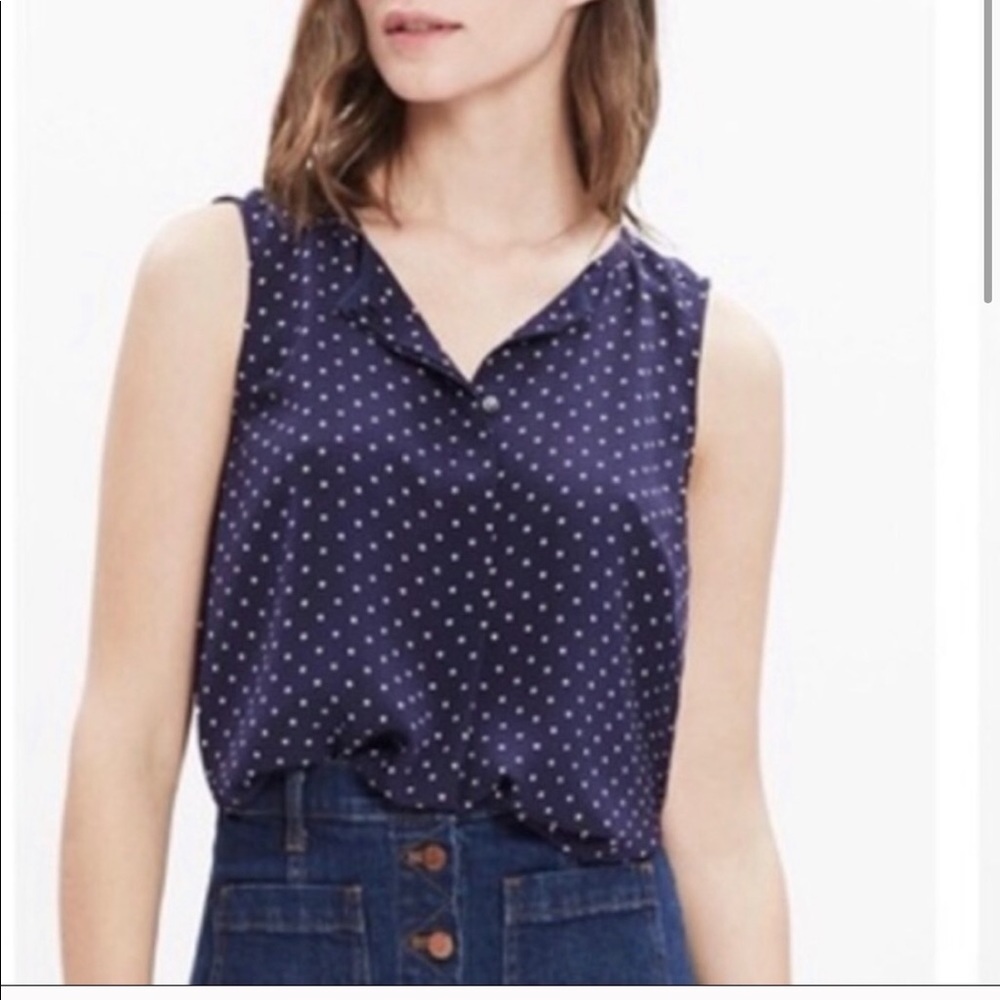 Like new silk Madewell tank - star and dot print